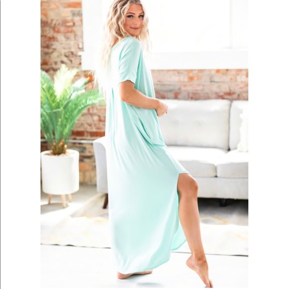 Mint t shirt dress with pockets - Picture 2 of 4